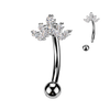 Externally Threaded Reverse Belly Ring With Cubic Zirconia Cluster Crown Top