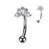 Externally Threaded Reverse Belly Ring With Baguette & Round Cubic Zirconia Crown Top