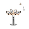 Rose Gold Plated Fan Top Titanium Threadless Floating Convex Base Belly Bar