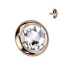 Rose Gold Plated Titanium Internally Threaded Flat Bezel Set Crystal Top