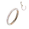 Rose Gold Titanium Hinged Segment Hoop with 3 Pave Cubic Zirconia Sides