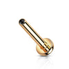 Rose Gold Plated Titanium Internally Threaded Flatback Labret Stud – 3mm Base