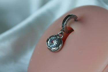 TummyToys® Bezel Set Round Cubic Zirconia Surgical Steel Clasp