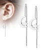 316L Surgical Steel Free Falling Moon and Star Threader Earrings (PAIR)