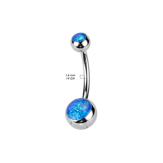 Rose Gold Plated PVD Lustrous Opal Navel Titanium Internally Threaded Belly Bars