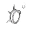 Implant Grade Titanium Stacked Paved Hoop Earring with Triple Spike