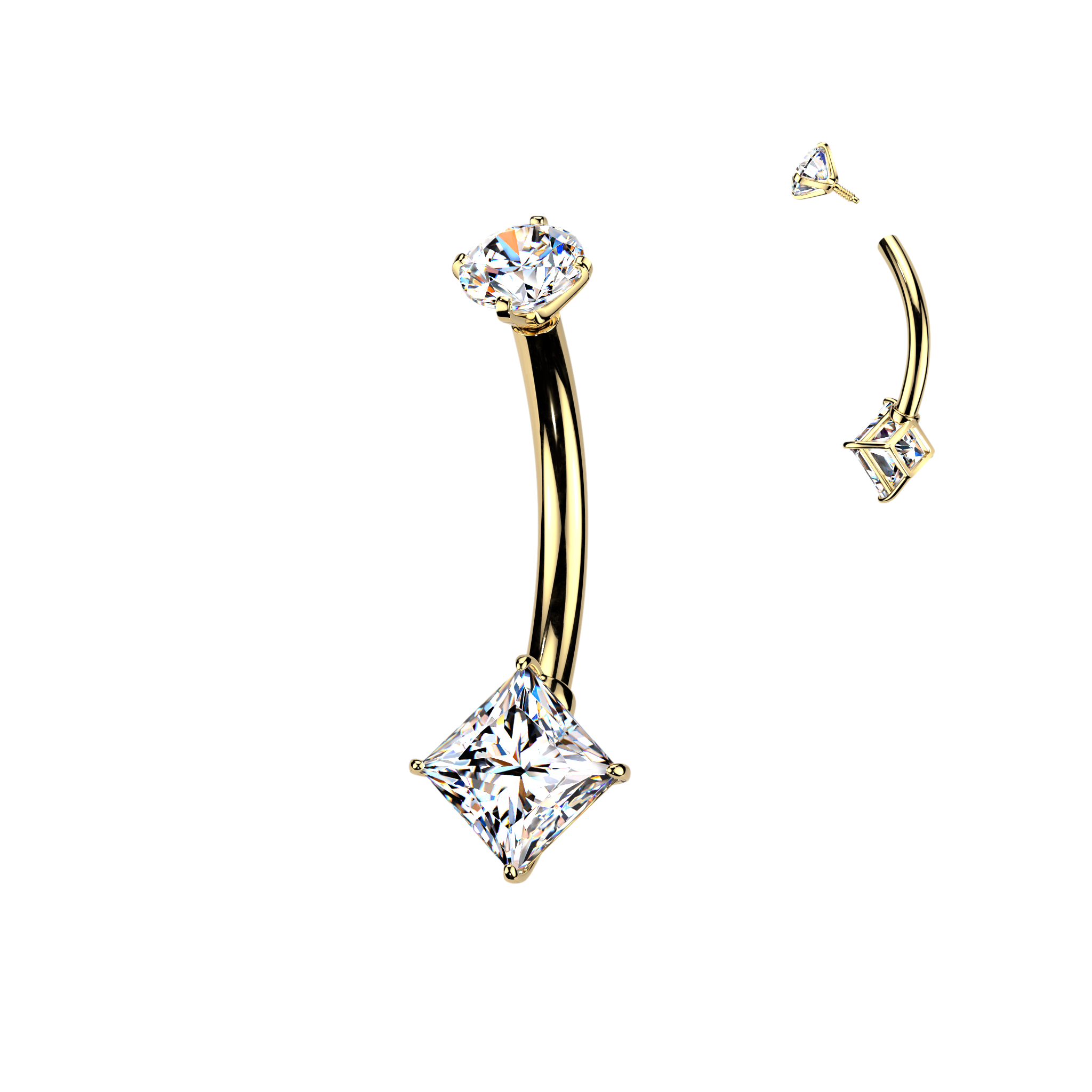 The Signature Square Internally Threaded Belly Ring 14K Yellow Gold