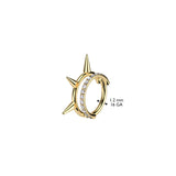 Gold Titanium Stacked Paved Hoop Earring with Triple Spike