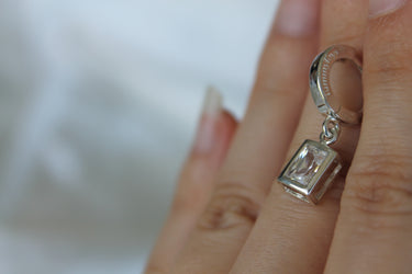 TummyToys® Emerald Cut Cubic Zirconia Sterling Silver Belly Ring