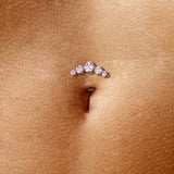 Swarovski Curve Top Titanium Threadless Floating Convex Base Belly Bar