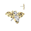 Gold Plated Titanium Threadless Cubic Zirconia Bat Top
