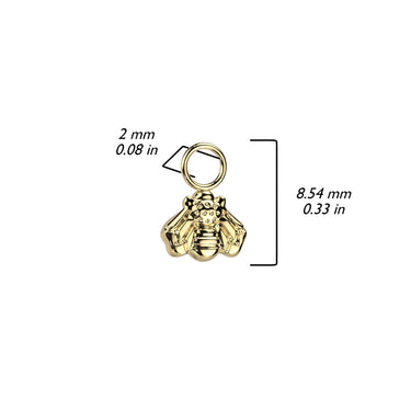 Gold Plated Titanium Dangle Bee Charm for Hoops and Studs