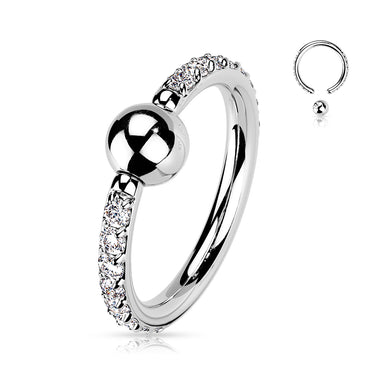 Implant Grade Titanium Captive Bead Ring with Outward Pave Cubic Zirconia Sides