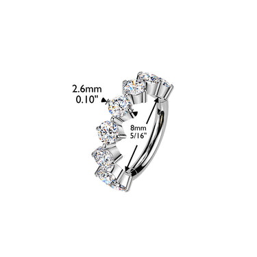 Gold Plated Titanium Outward Facing CZ Hinged Segment Hoop Ring