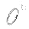 Implant Grade Titanium Hinged Segment Hoop with 3 Pave Cubic Zirconia Sides