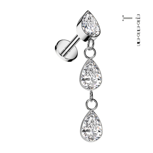 Titanium Teardrop Cascade. Cartilage Earrings.