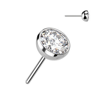 Implant Grade Titanium Threadless Push In Bezel Set CZ Ball Top