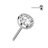 Implant Grade Titanium Threadless Bezel Set Cubic Zirconia Ball Top