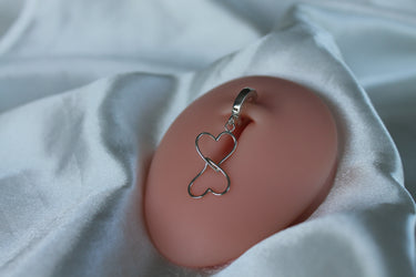 TummyToys® Silver Double Heart Charm Belly Ring