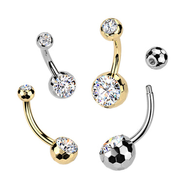 Gold PVD Plated Titanium Double CZ Honeycomb Navel Ring