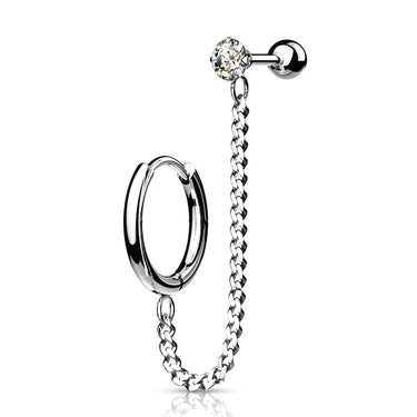 316L Surgical Steel Chain‑Linked Hoop and Cartilage Barbell