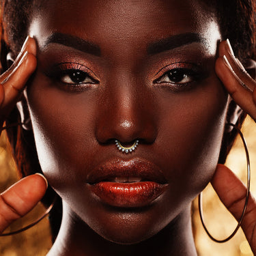 Rose Gold Plated Crystal‑Paved Bendable Hoop - Nose, Septum & Cartilage