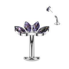 Fan Top Titanium Threadless Floating Convex Base Belly Bar