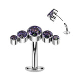 Swarovski Curve Top Titanium Threadless Floating Convex Base Belly Bar