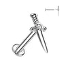 Internally Threaded 14K White Gold CZ Centre Dagger Labret