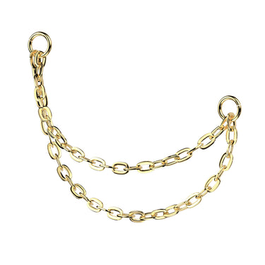 Gold Plated Titanium Double Chain Connector with Two O‑Ring Attachments