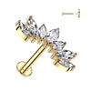 Internally Threaded 14K Yellow Gold Marquise CZ Fan Top Labret