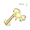 Internally Threaded Octopus Top Stud in 14K Yellow Gold