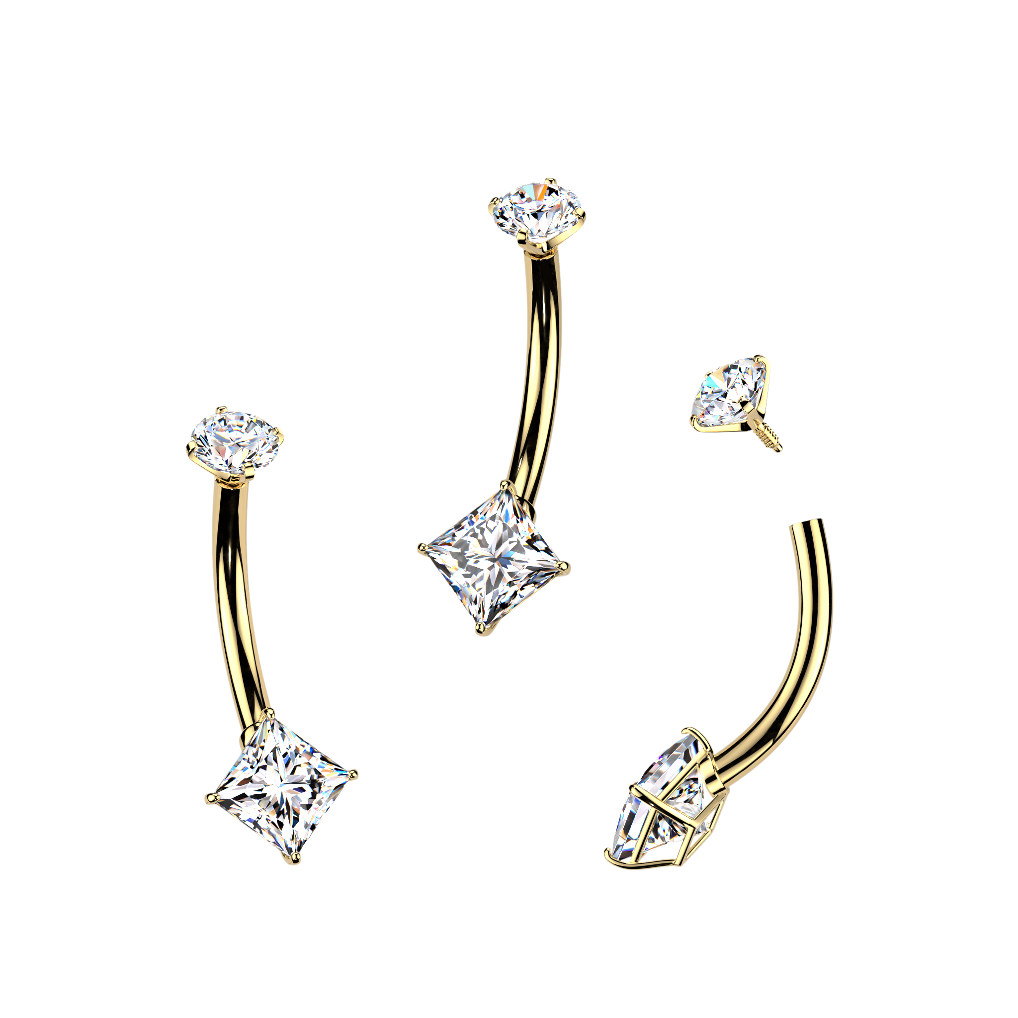 The Signature Square Internally Threaded Belly Ring 14K Yellow Gold