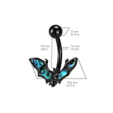 Midnight Abalone Bat Belly Button Ring