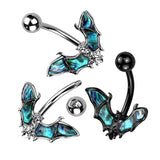 Midnight Abalone Bat Belly Button Ring