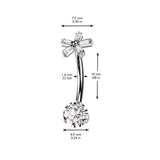 Gold Titanium Baguette Daisy Topper Belly Bar with Internal Threading