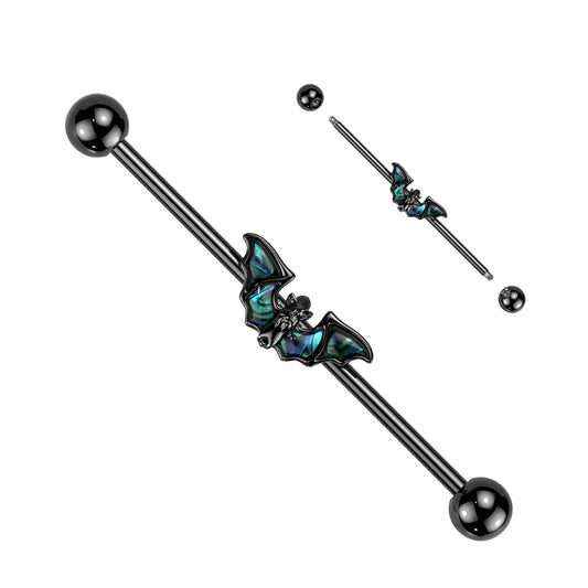 Metallic Black Abalone Bat Industrial Barbell