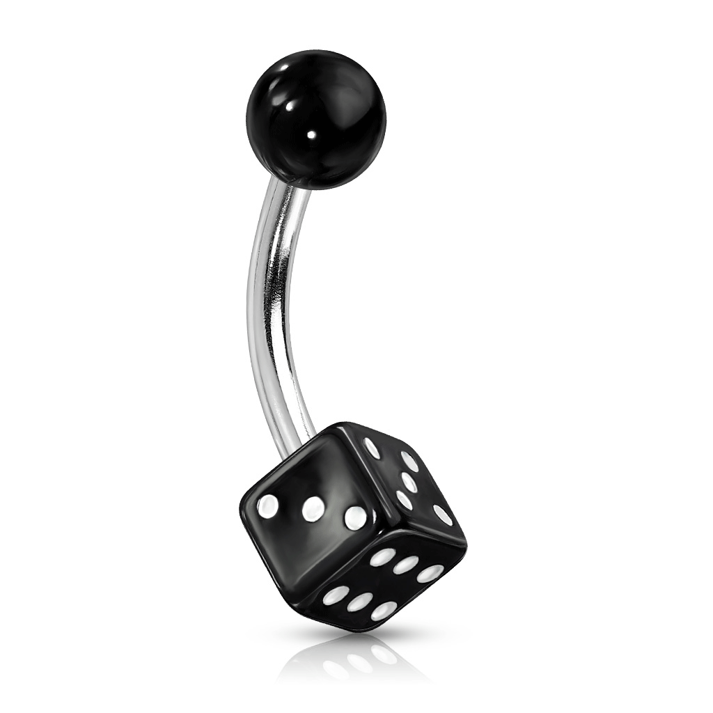 14G 10mm Bar with Acrylic Dice Ball. 5mm Acrylic Body Jewellery
