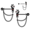 Metallic Black Chained Skeleton Hand Nipple Barbell (PAIR)