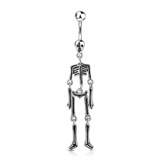 Glow in the Dark Moving Skeleton Belly Ring