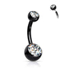 Implant Grade Black Titanium Internally Threaded Gem Belly Ring