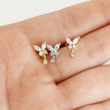 Butterfly Scallop Drop Stud. Labret, Monroe, Tragus and Cartilage Earrings.