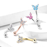 16g Petite Butterfly Reverse Navel Ring In Yellow Gold