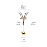 16g Petite Butterfly Reverse Navel Ring In Yellow Gold