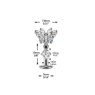 Threadless Titanium Floating Chérie Butterfly Belly Bar
