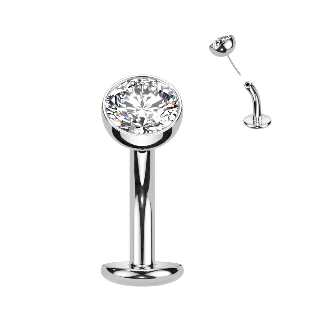 Titanium Basic Threadless Floating Convex Base Belly Bar. 14g, 8mm ...