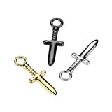 Gold Titanium Dagger Body Jewellery Charm Attachment