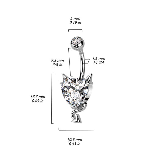 Horny Little Devils Love Heart Belly Ring