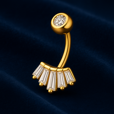 The La Dorée Baguette Belly Ring in 14K Yellow Gold by Haute Puncture™