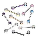 Gold Titanium Internally Threaded Flat Gem Nipple Barbells